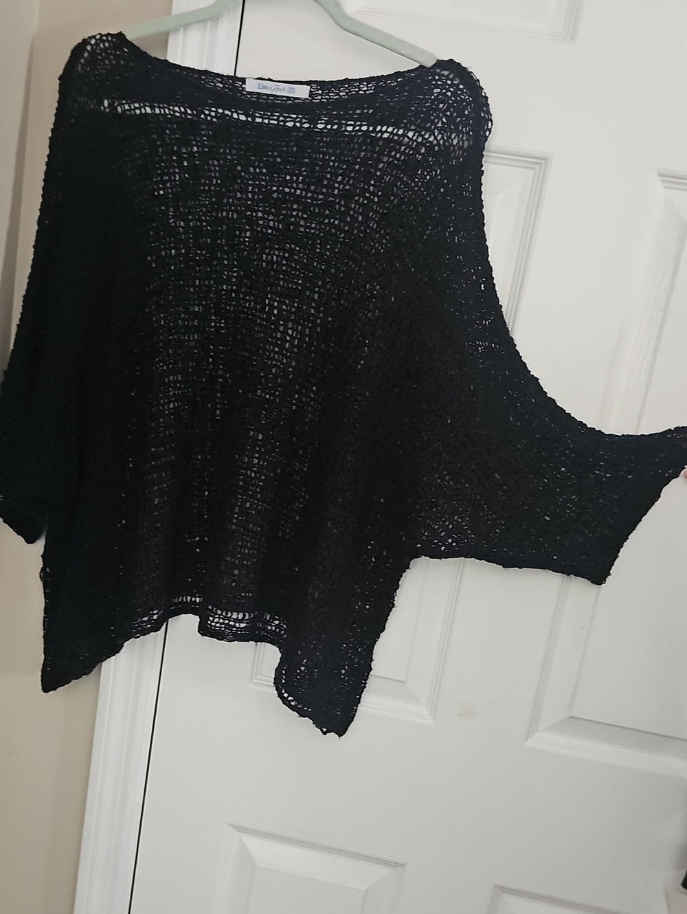 Lightweight Black Open-Knit Women's Sweater